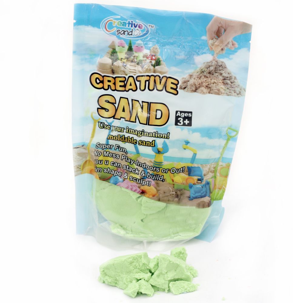 Nisip colorat pentru aranjarea și decorarea verde - 500 de grame