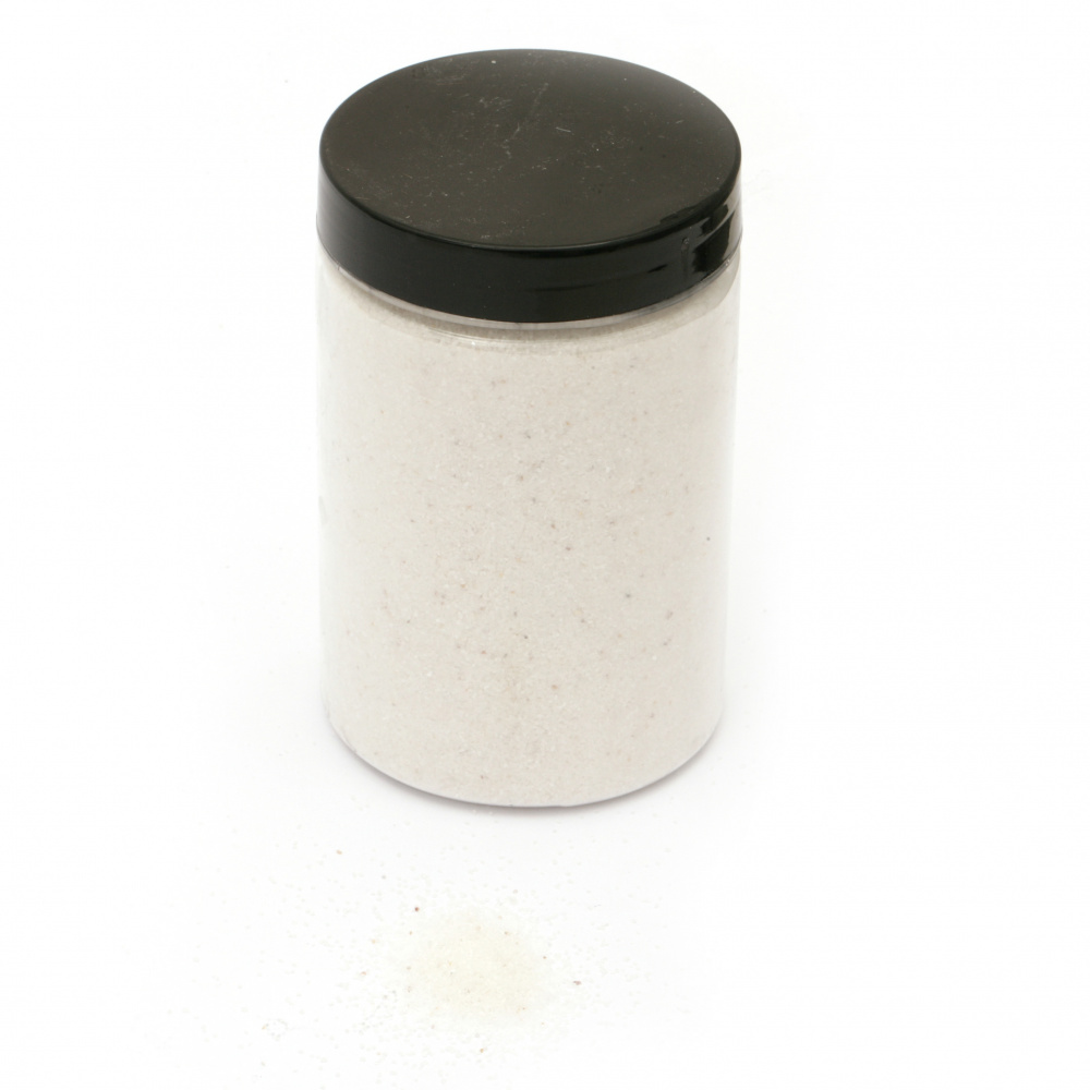 Стъклен пясък за декорация 0.2 мм 200 микрона цвят бял ~410 грама 