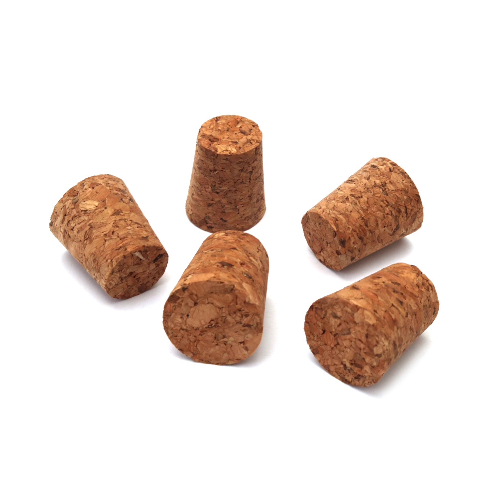 Tappi di Sughero Conici Resistenti – 29 x 25 x 13 mm, Set da 5 per Progetti Creativi e Fai da Te Casa