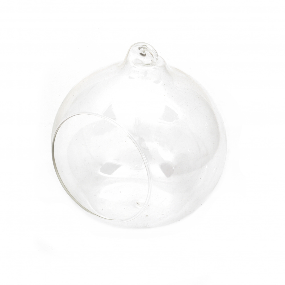 Glass Ball Ornament 100x90x95mm 65mm opening 