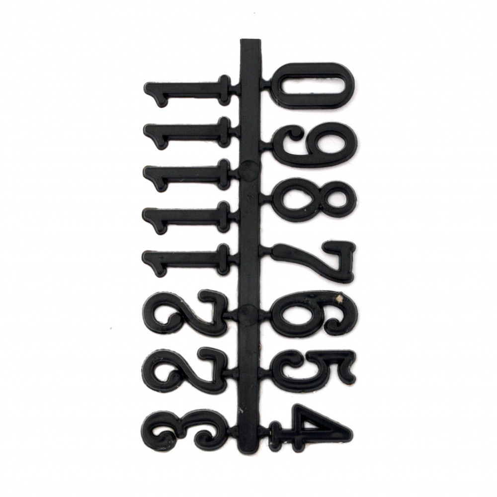 Set of digits for clockwork adhesive 16 mm Arabic - black
