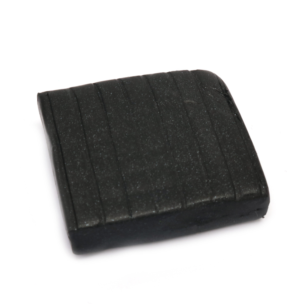 Polymer clay color black with hologram brocade - 50 grams