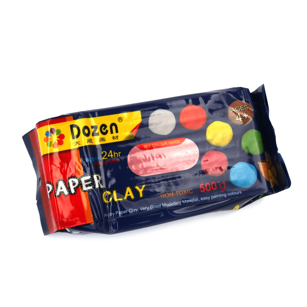 Pastă de modelaj din papier-mâché cu uscare la aer – Brand DOZEN, roz, 500 g – ideală pentru sculptură, hobby & craft, proiecte școlare și artă DIY