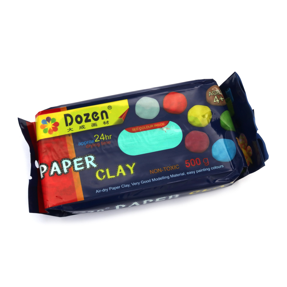 Pastă de modelaj papier-mâché cu uscare la aer DOZEN, Verde – 500 g – fină, ușoară și ușor de modelat, ideală pentru sculptură creativă, proiecte de artă, hobby, craft și DIY