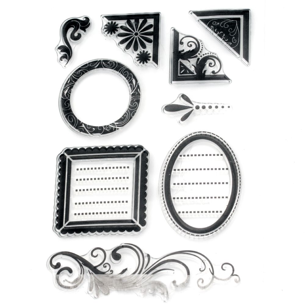 Clear Stamp 11x16 cm frames, corners and ornaments