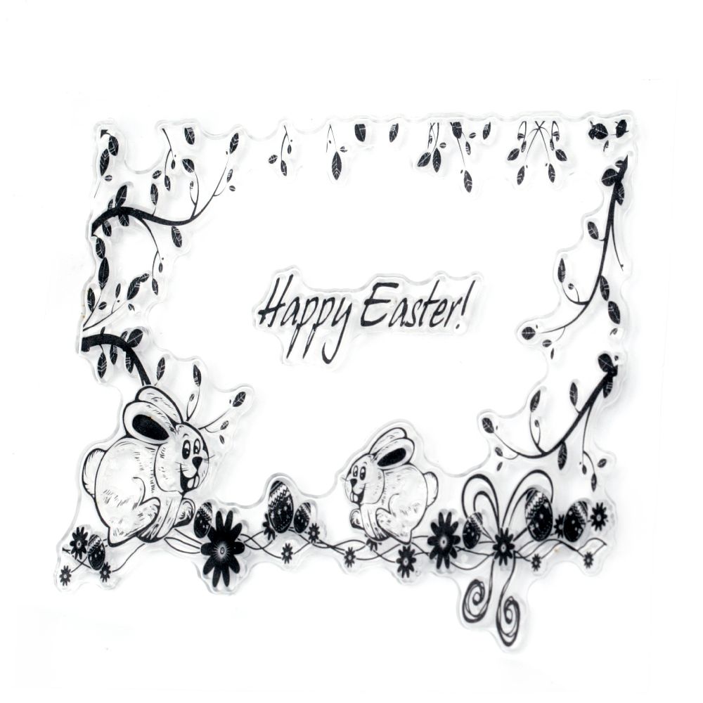 Clear Stamp 10x10 cm Happy Easter rabbits