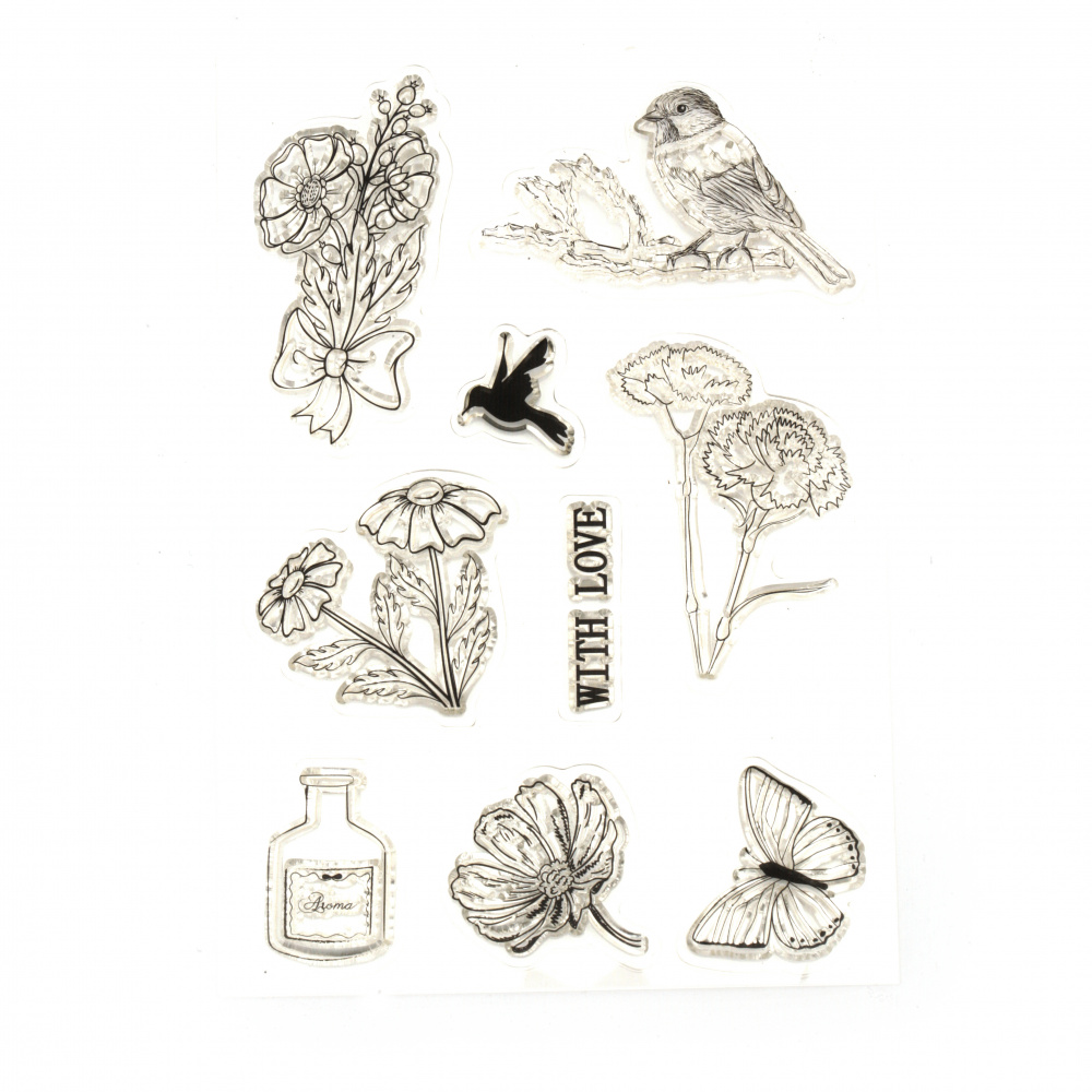 Silicone Stamps, 20x10 cm, Floral Designs