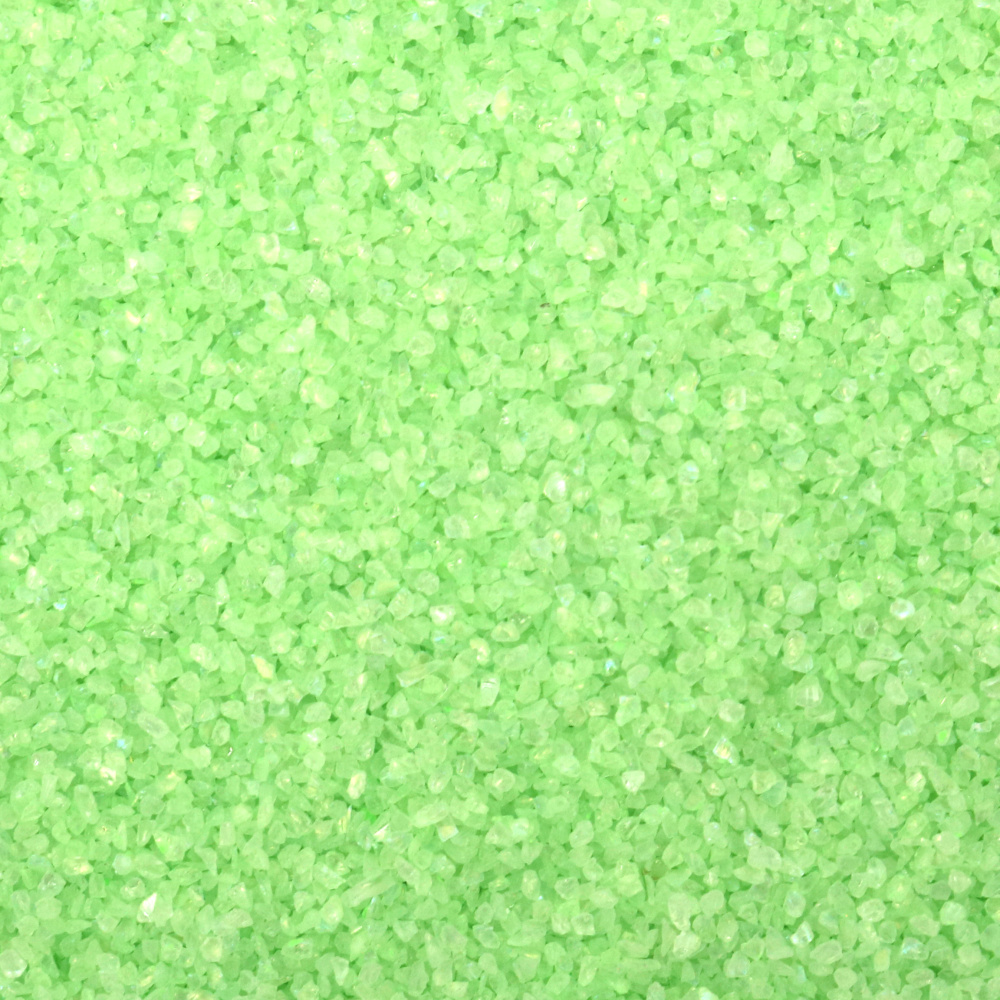 Așchii de sticlă luminoase pentru decor fără gaură culoare verde mentă curcubeu 1~1,5 mm -50 grame