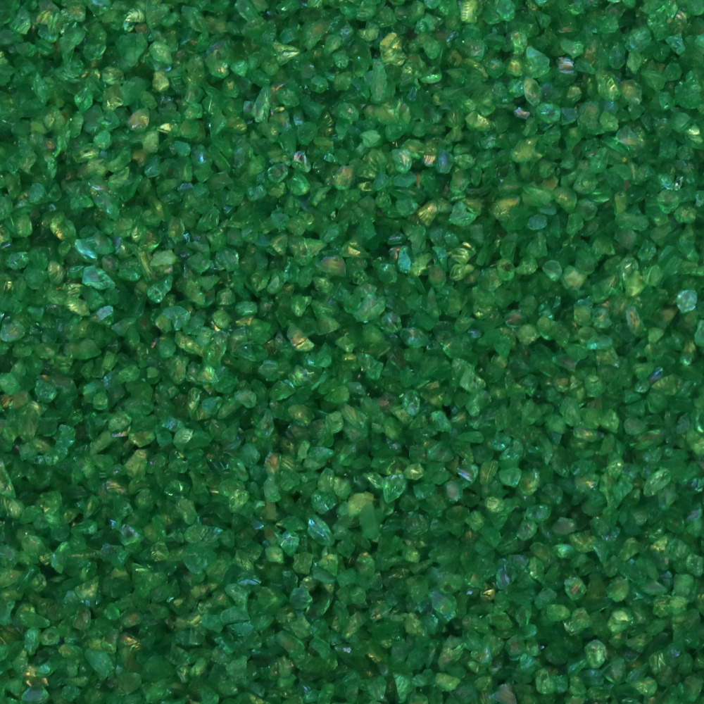 Așchii de sticlă pentru decorare fără gaură culoare verde curcubeu 1~1,5 mm -50 grame