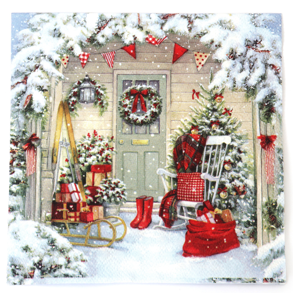 Ubrousek na decoupage Charming Ambiente 33×33 cm – 3vrstvý, Překvapení na prahu, 1 ks, dekorační ubrousek pro kreativní tvoření