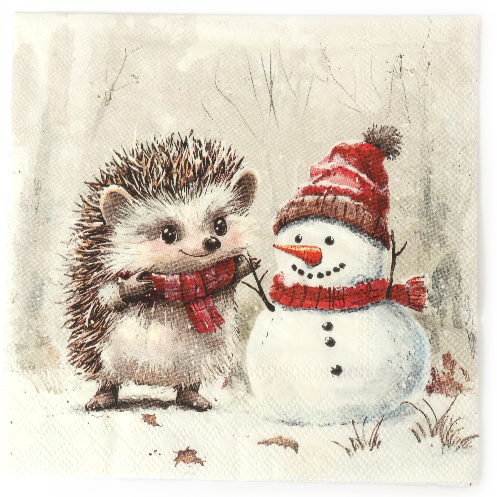 Charming Ambiente Decoupage-Serviette 33 x 33 cm – 3-lagig, Spiky und Frosty, 1 Stück, festliche Serviette für kreative Serviettentechnik