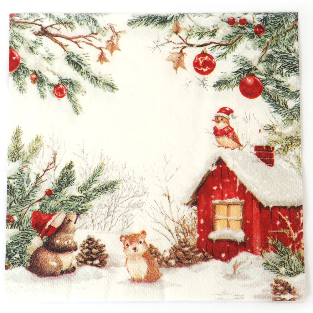 Charming Ambiente Decoupage-Serviette 33x33 cm – 3-lagig, Freunde an der Hütte, 1 Stück, schöne Serviette für kreative Serviettentechnik