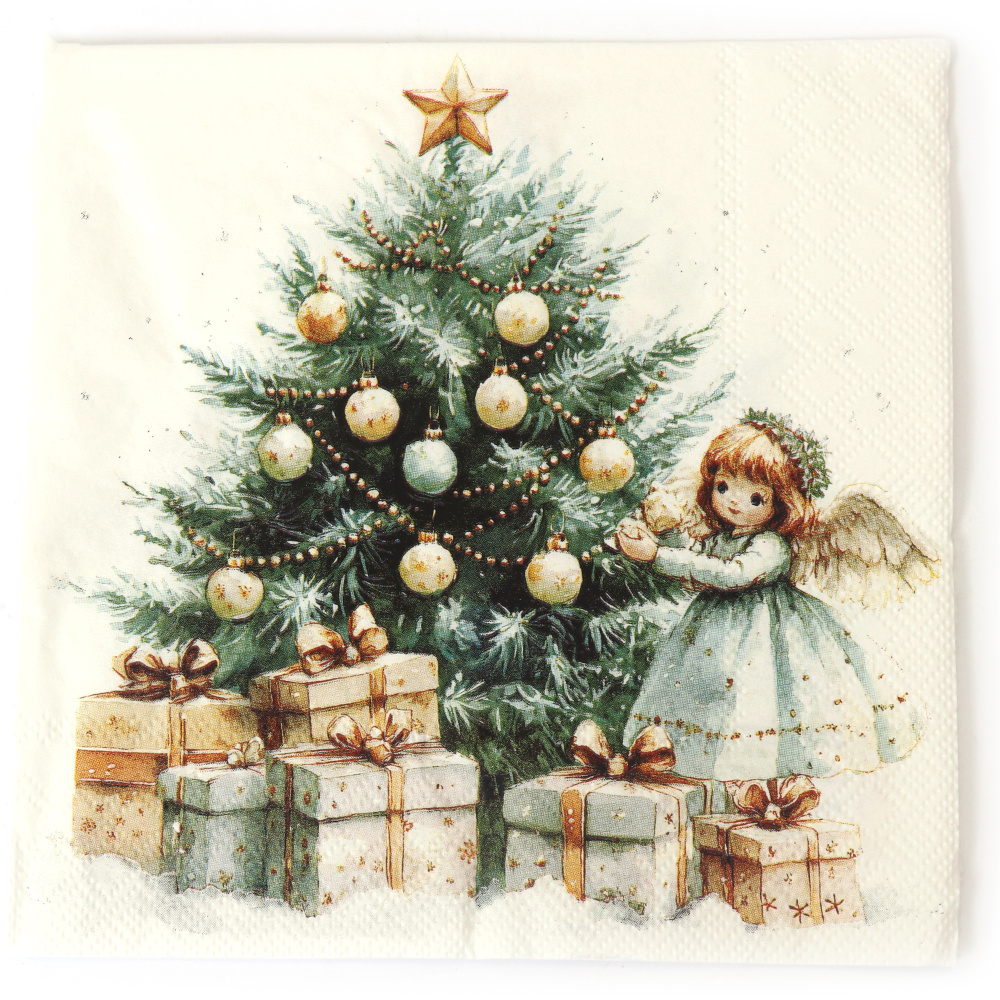 Zauberhafte Ambiente Decoupage-Serviette 33x33 cm – 3-lagig, Weihnachtsfee, 1 Stück, festliche Serviette für kreative Serviettentechnik