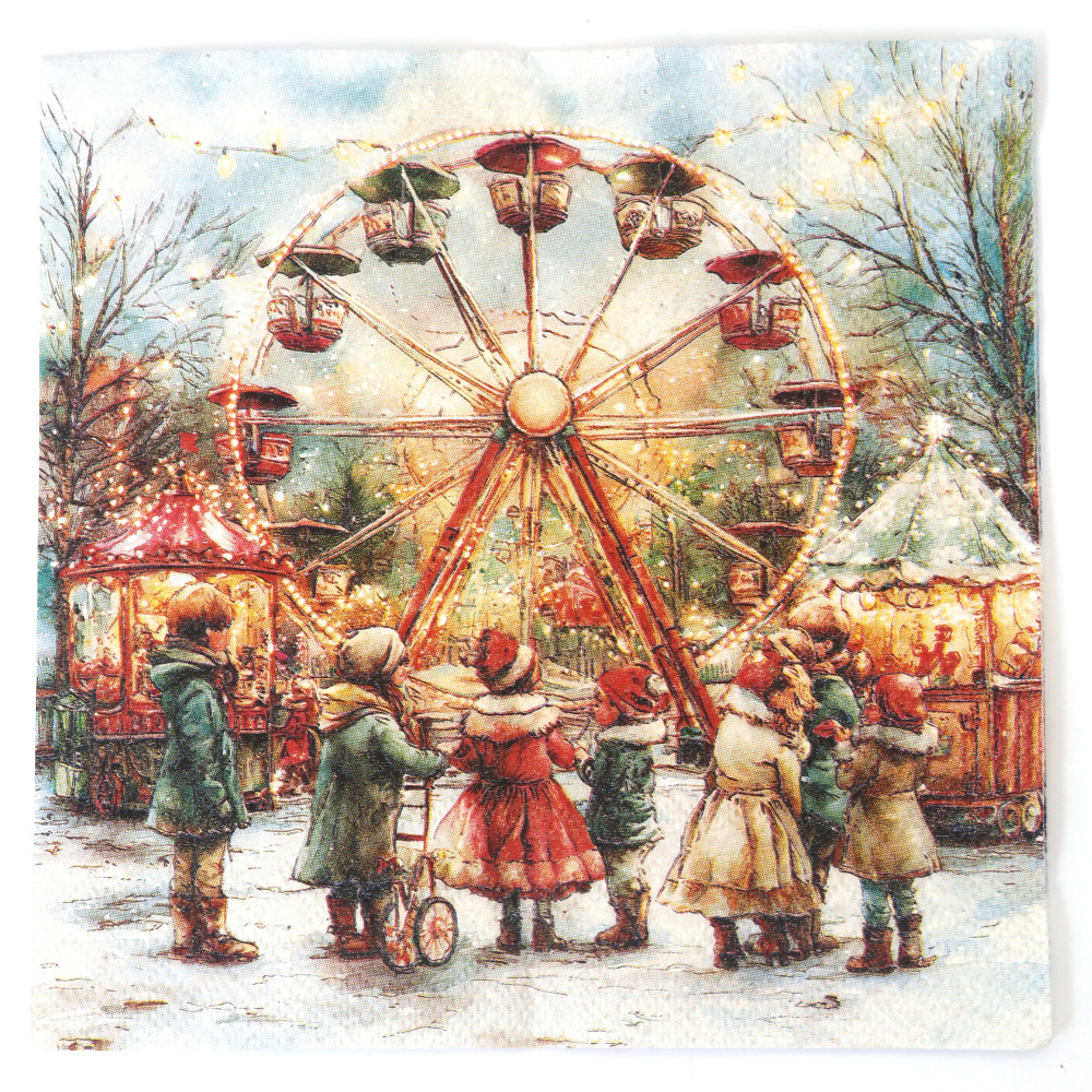 Malerisches Ambiente Decoupage-Serviette 33x33 cm – 3-lagig, Therme Park, 1 Stück, Deko-Serviette für kreatives Decoupage