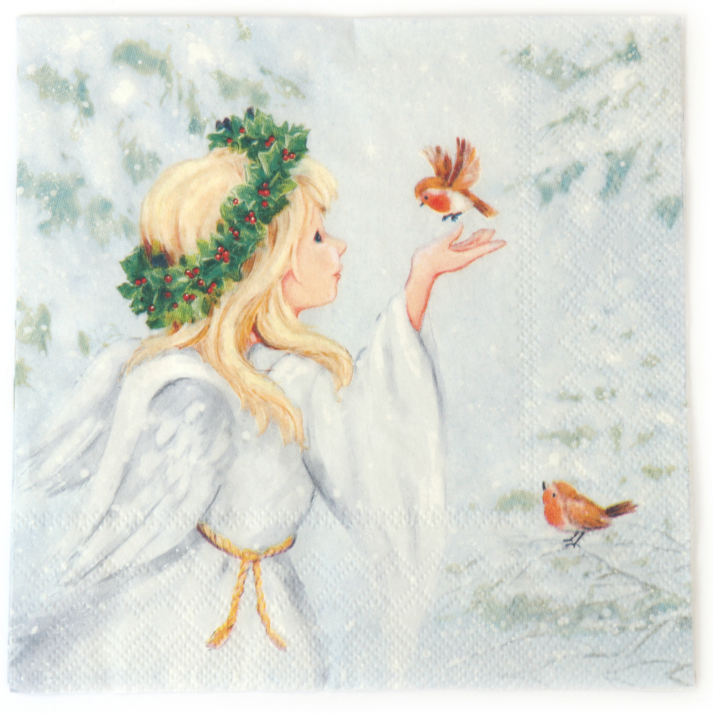 Himmlisches Ambiente Decoupage-Serviette 33 x 33 cm – 3-lagig, Engelsfreund, 1 Stück, Deko-Serviette für kreative Serviettentechnik