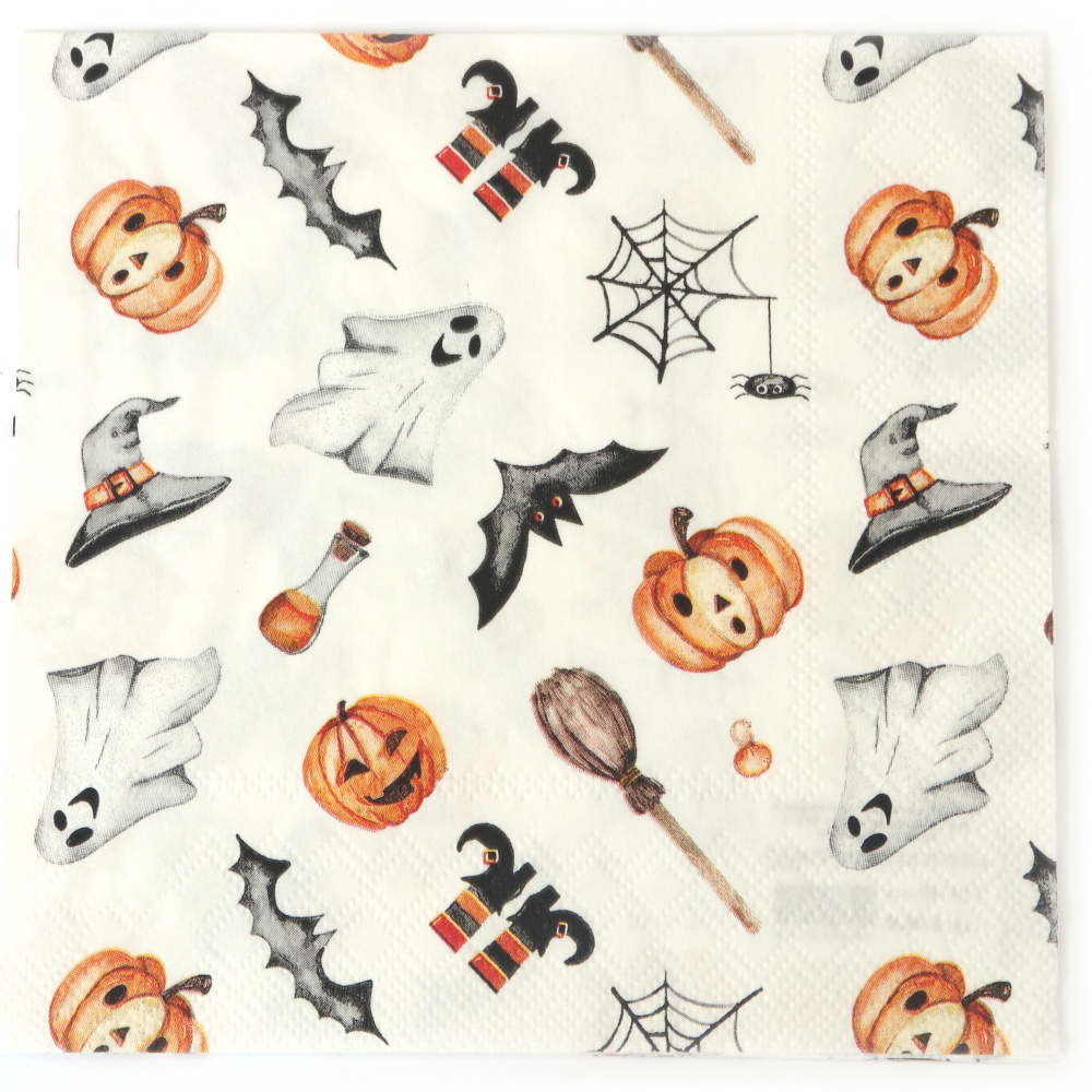 Ambiente Decoupage-Serviette 33 x 33 cm – 3-lagig, Happy Halloween, 1 Stück, festliche Serviette für kreative Decoupage