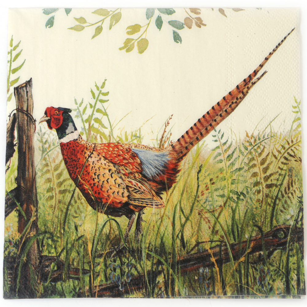 Elegant Ambiente Decoupage-Serviette 33x33 cm – 3-lagig, Prächtiger Fasan, 1 Stück, Deko-Serviette für kreatives Decoupage