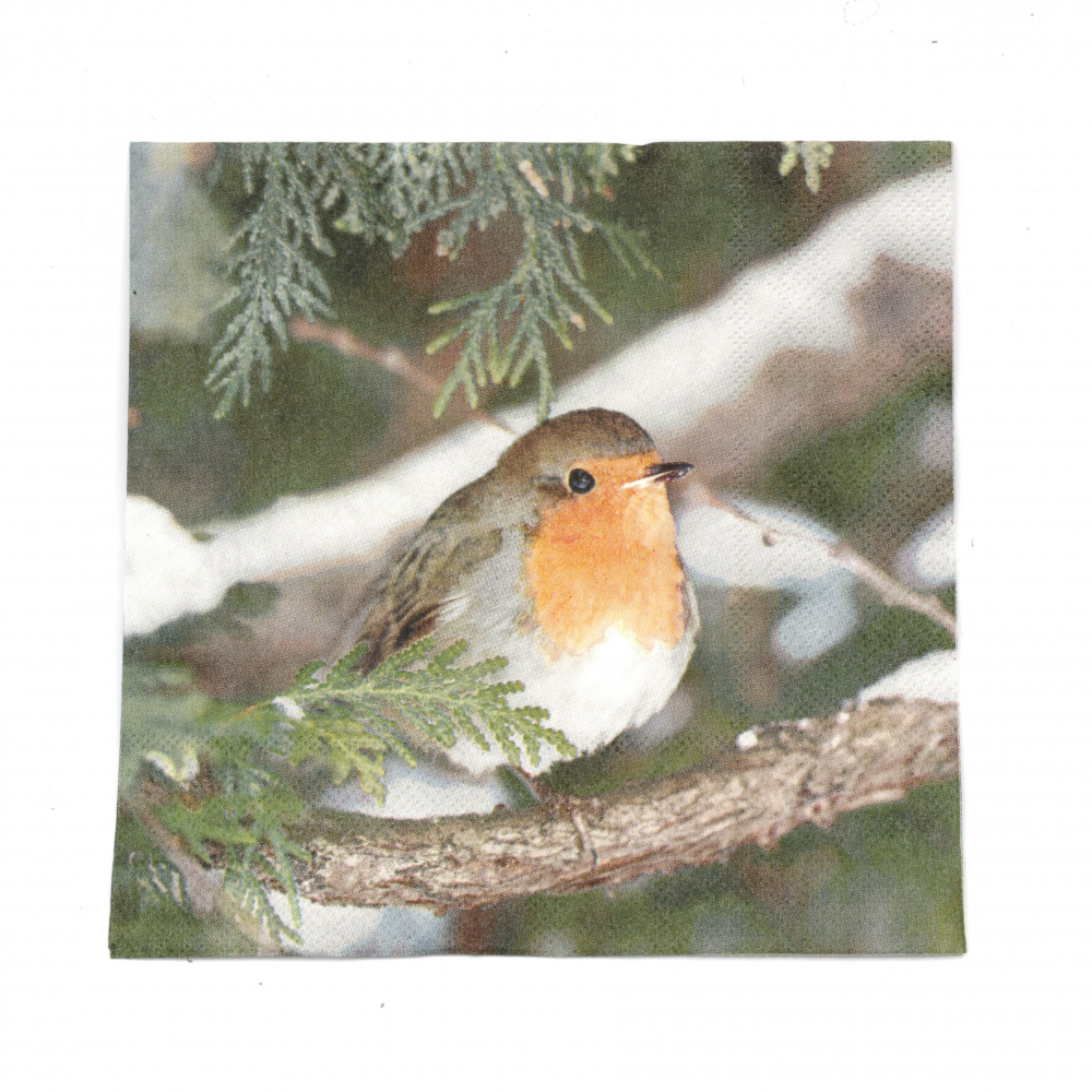 Napkin for decoupage Ambiente 33x33 cm three-layer Robin in Tree - 1 piece