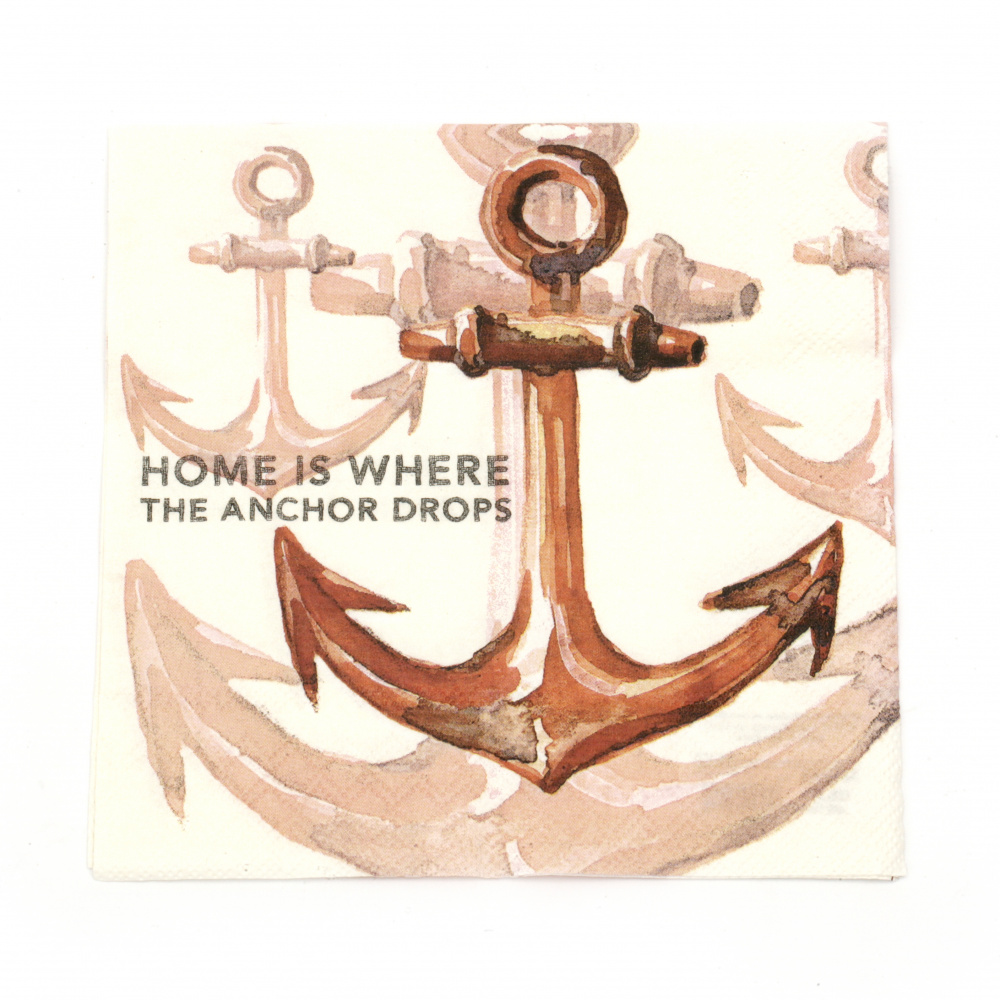 Napkin for decoupage Ambiente 33x33 cm three-layer RUSTY ANCHOR - 1 piece