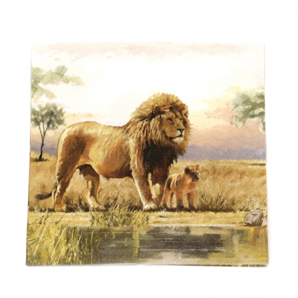 Decoupage napkin Ambiente 33x33 cm three-layer LIONS - 1 piece