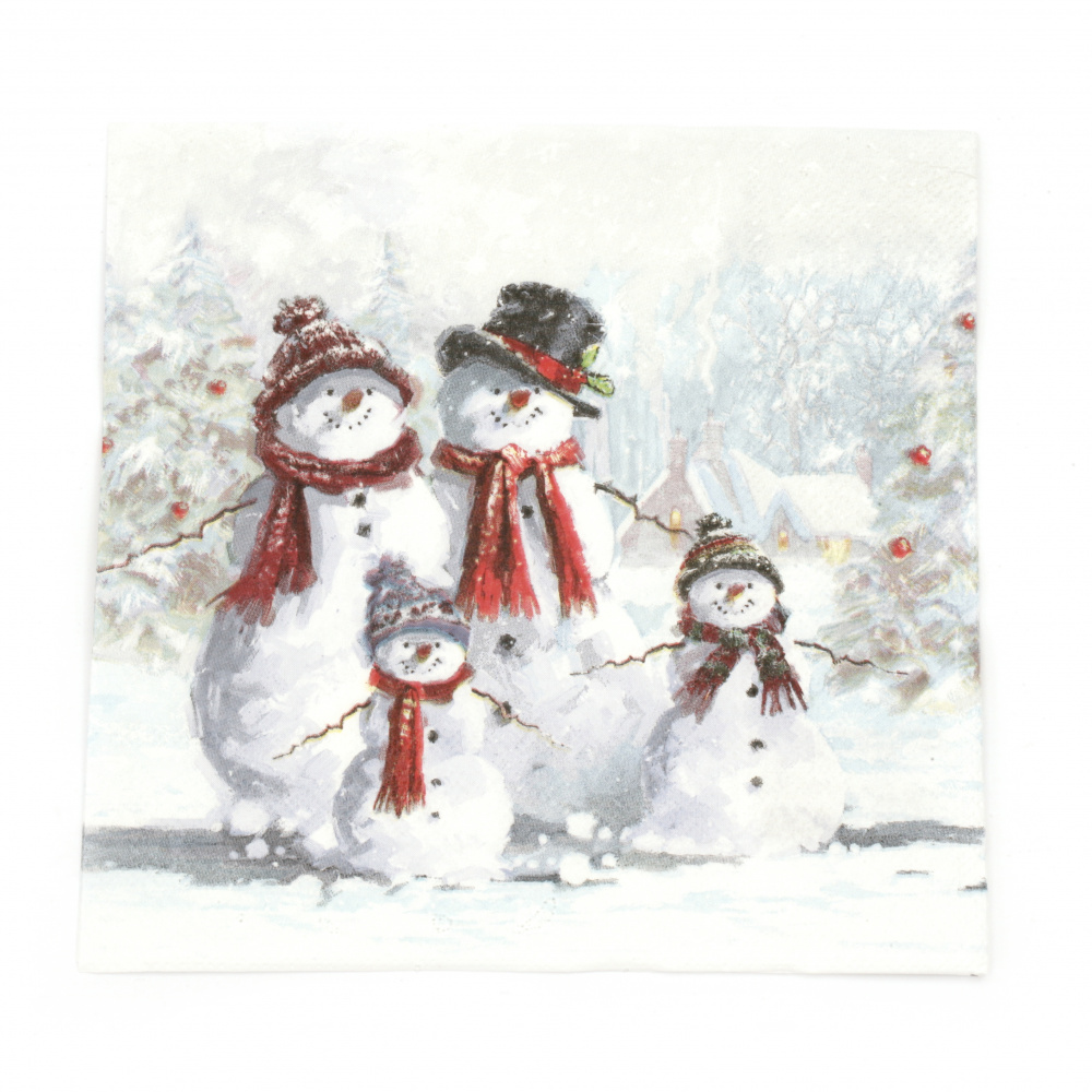 Салфетка за декупаж Ambiente 33x33 см трипластова Snowman with hat -1 брой