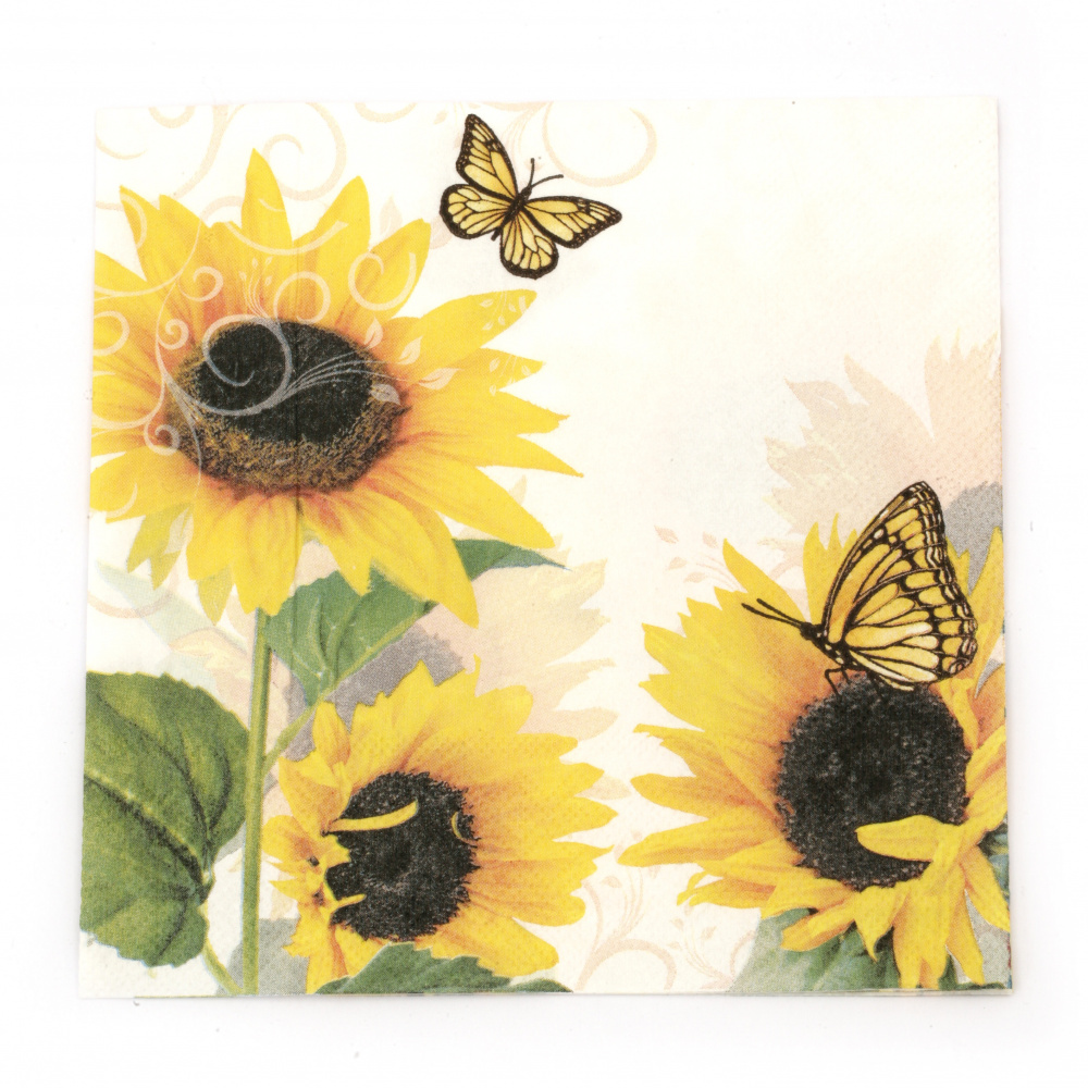 Decoupage napkin Ambiente 33x33 cm three-layer Sunny butterfly-1 piece