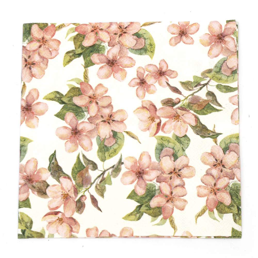 Napkin for decoupage Ambiente 33x33 cm three-layer Cherry blossom rose-1 piece