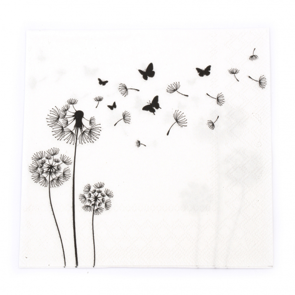 Napkin for decoupage Ambiente 33x33 cm three-layer Blowing Away Black-1 piece
