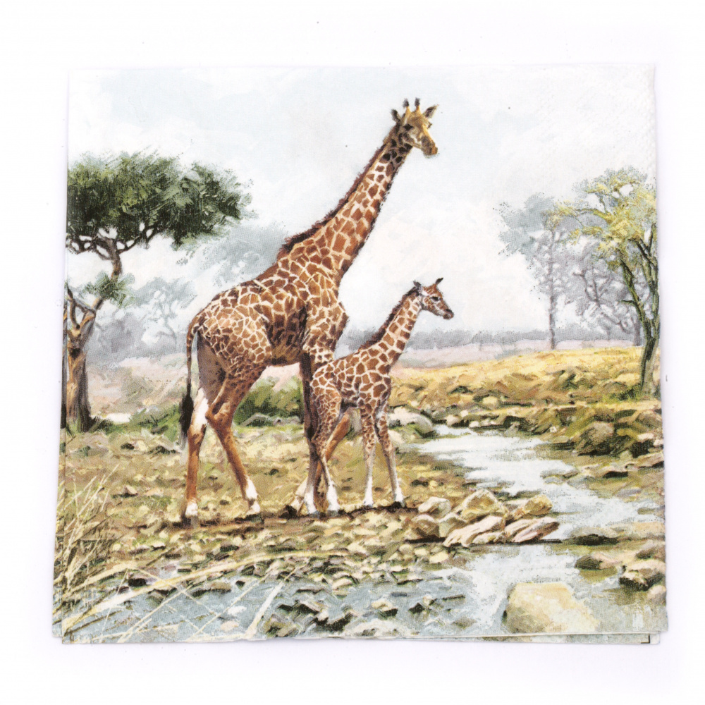 Napkin for decoupage Ambiente 33x33 cm three-layer Giraffes-1 piece
