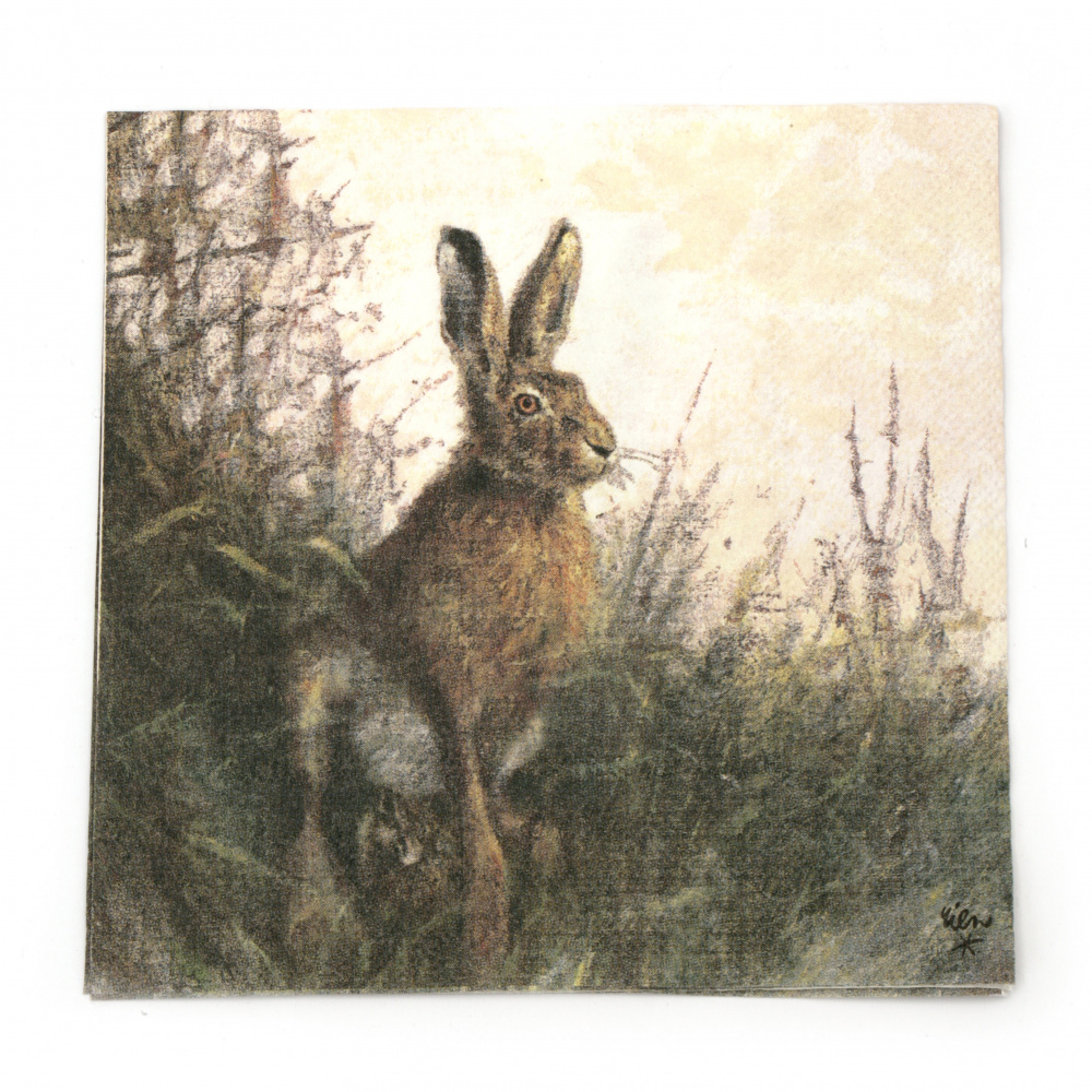 Napkin for decoupage Ambiente 33x33 cm three-layer Portrait of Hare-1 piece