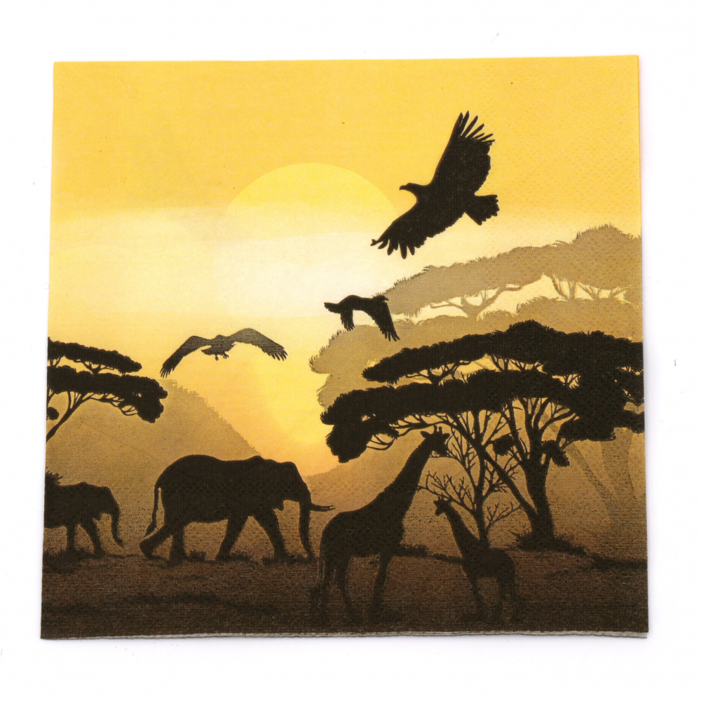 Napkin for decoupage Ambiente 33x33 cm three-layer Africa Safari-1 piece