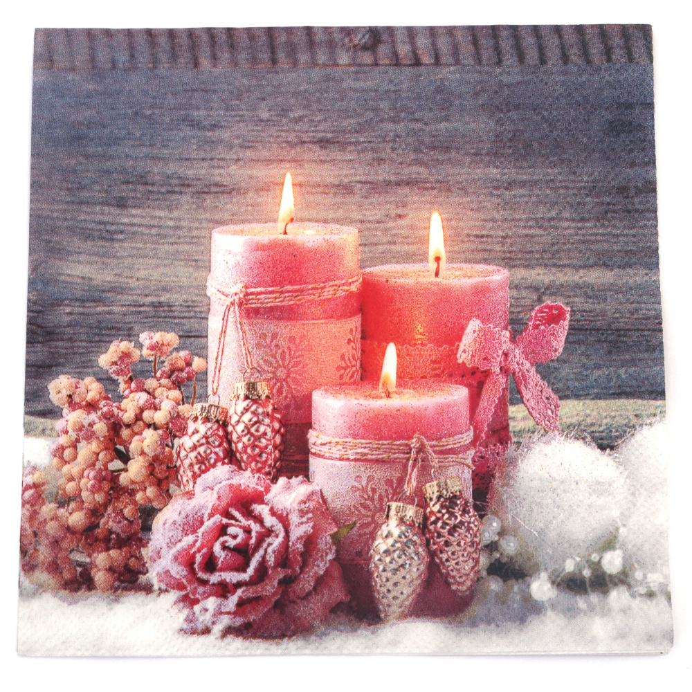 Napkin for decoupage Ambiente, 33x33 cm, three-ply, Romantic Candles - 1 piece