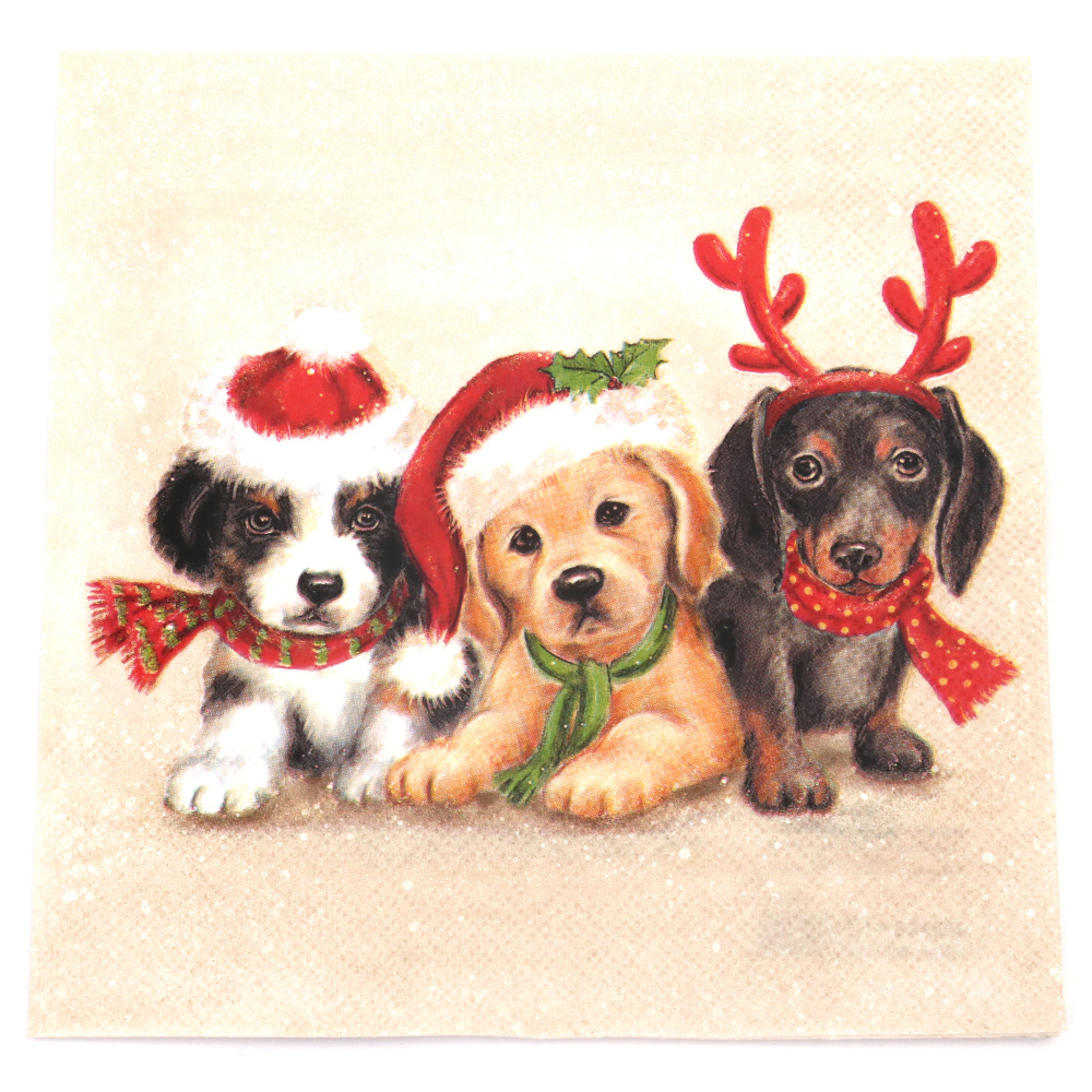 Three-ply napkin for decoupage by Ambiente, 33x33 cm, featuring Sweet Dogs - 1 piece