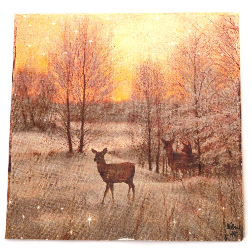 Decoupage napkin Ambiente 33x33 cm three-layer Deer At Sunset - 1 piece