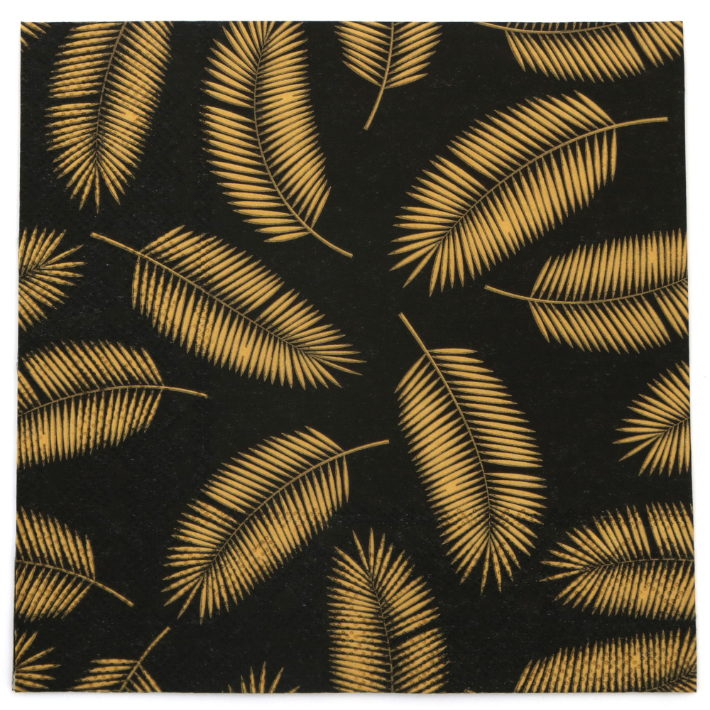 Салфетка за декупаж Ambiente 33x33 см трипластова Palm Leaves Gold-Black -1 брой