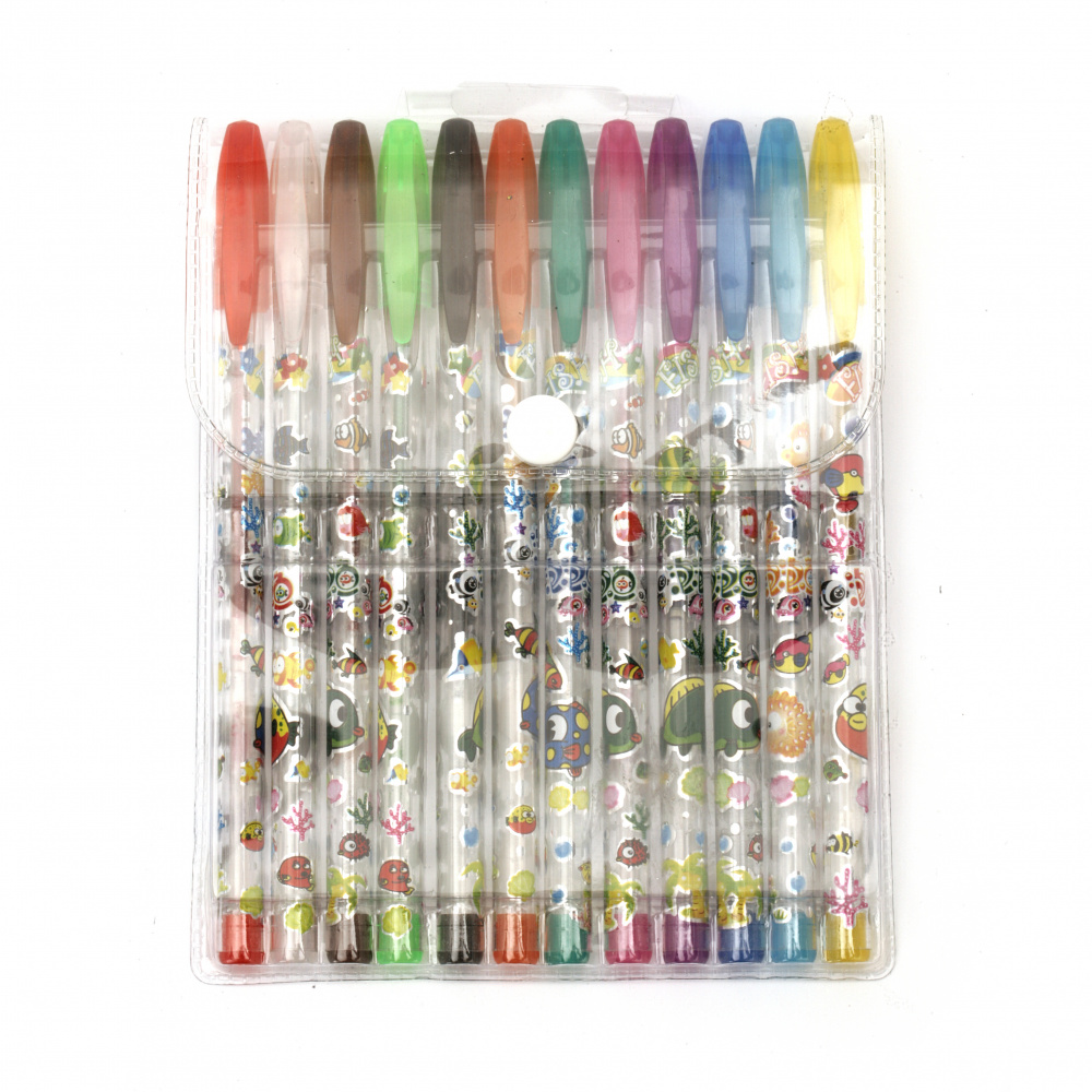 Set of Pens with Glitter Gel Ink - 12 pieces