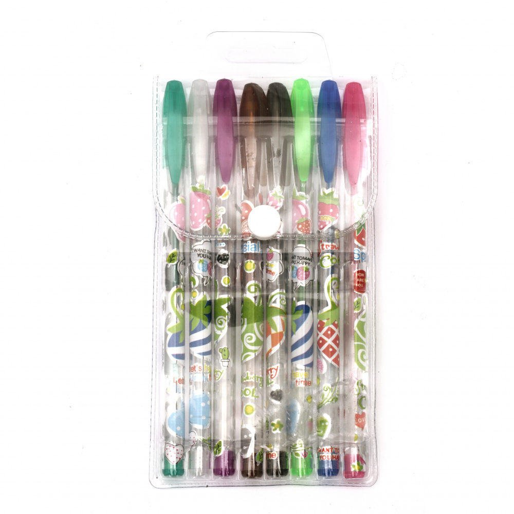 Set of Pens with Glitter Gel Ink - 8 pieces