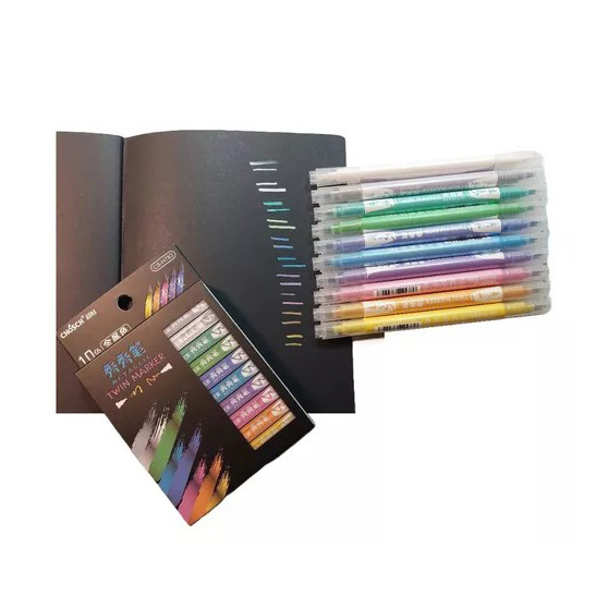 Double-Ended Markers with Brush Metallic Colors Set - 10 Pieces