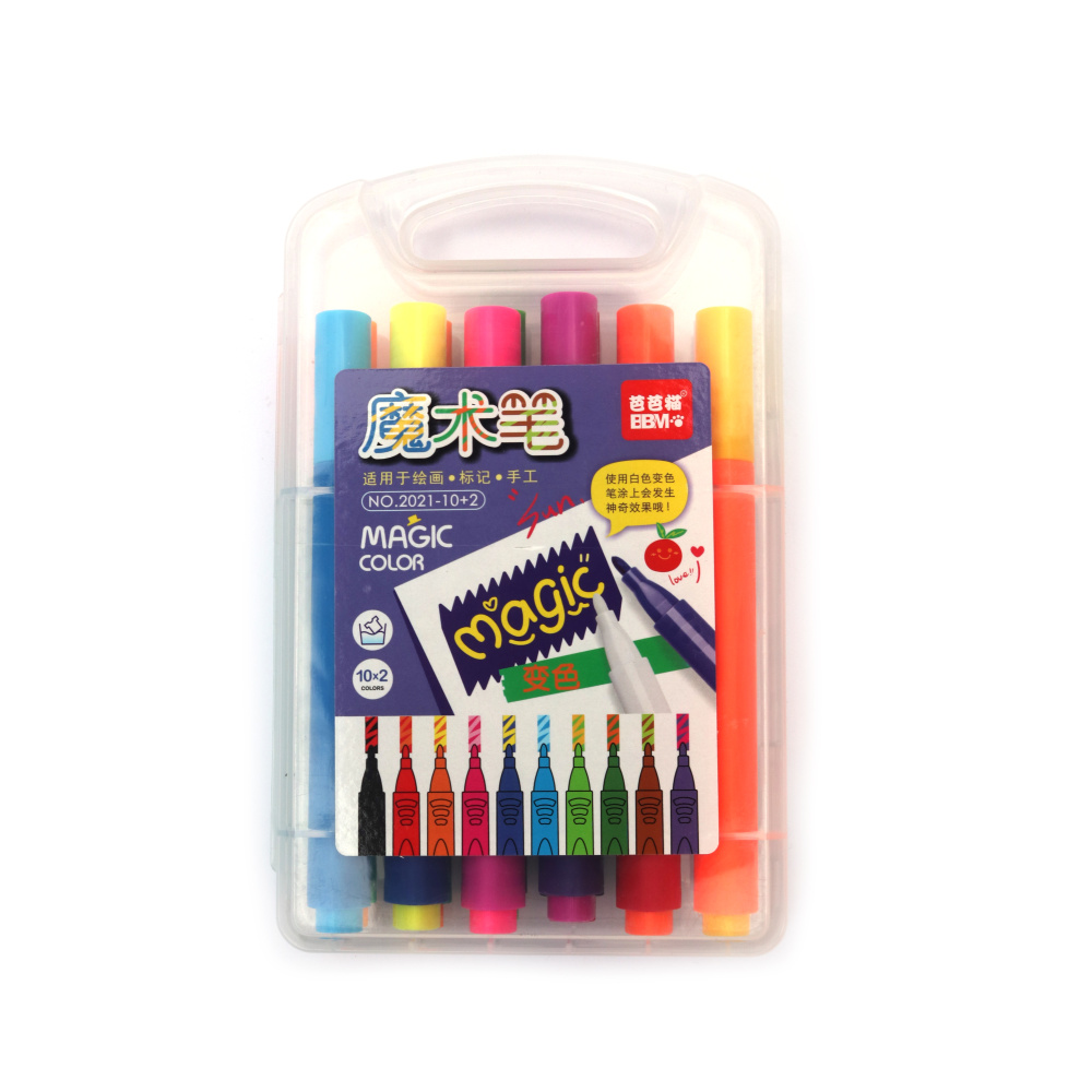 Magic Color Markers in a Box - 10 Colors + 2