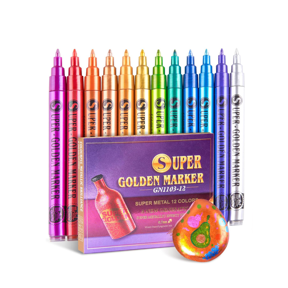 Set of Colored Markers with Metallic Sheen GuangNa - 12 Colors