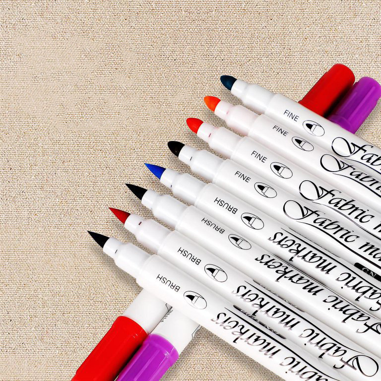 Set of Dual-Tip Markers with Brush 1-5 mm and Fine Liner 1 mm for Fabric GuangNa - 12 Colors