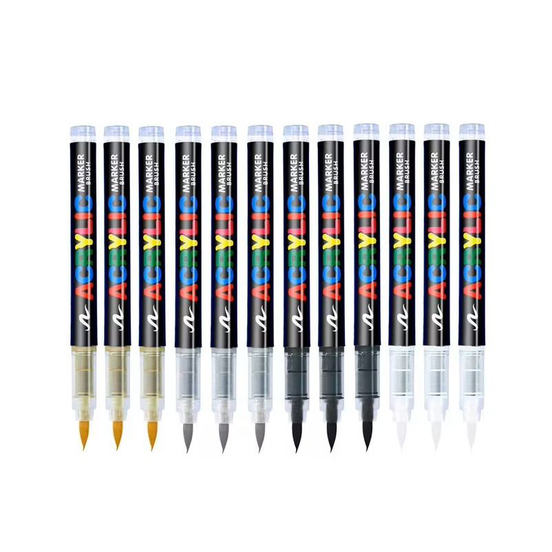 Set of GuangNa Acrylic Markers Suitable for Fabric, Wood, Ceramic, Glass, Stone, Canvas, and Paper - 12 Pieces