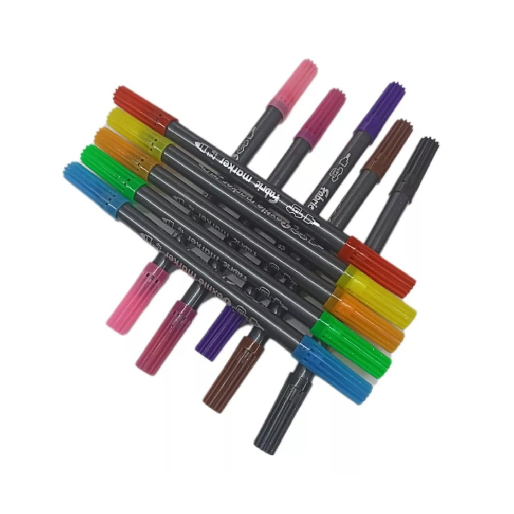 Set of Dual-Tip Markers 1.8 mm and 4 mm for Fabric - 10 Colors