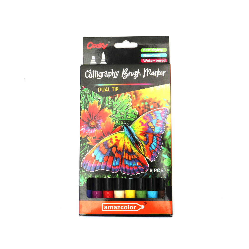 Calligraphy Dual-Tip Markers - 8 Colors