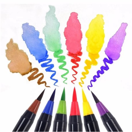 Set of Water-Based Brush Markers - 12 Colors