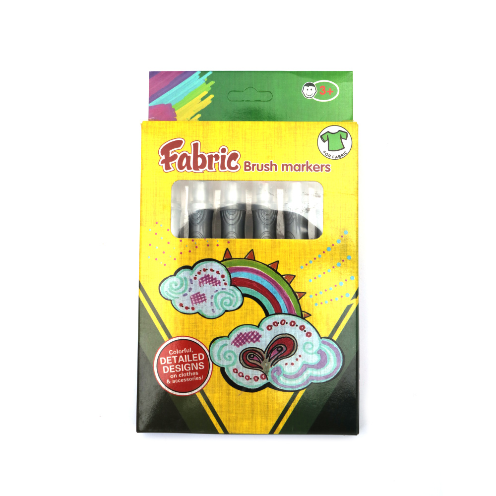 Set of Fabric Brush Markers - 6 Colors