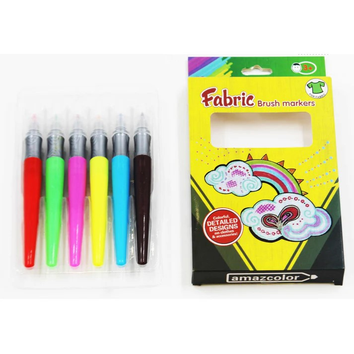 Set of Fabric Brush Markers - 6 Colors