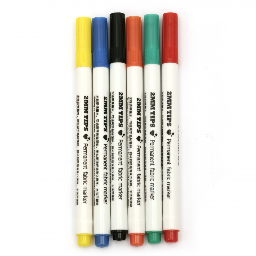Set of textile markers 2 mm - 6 colors