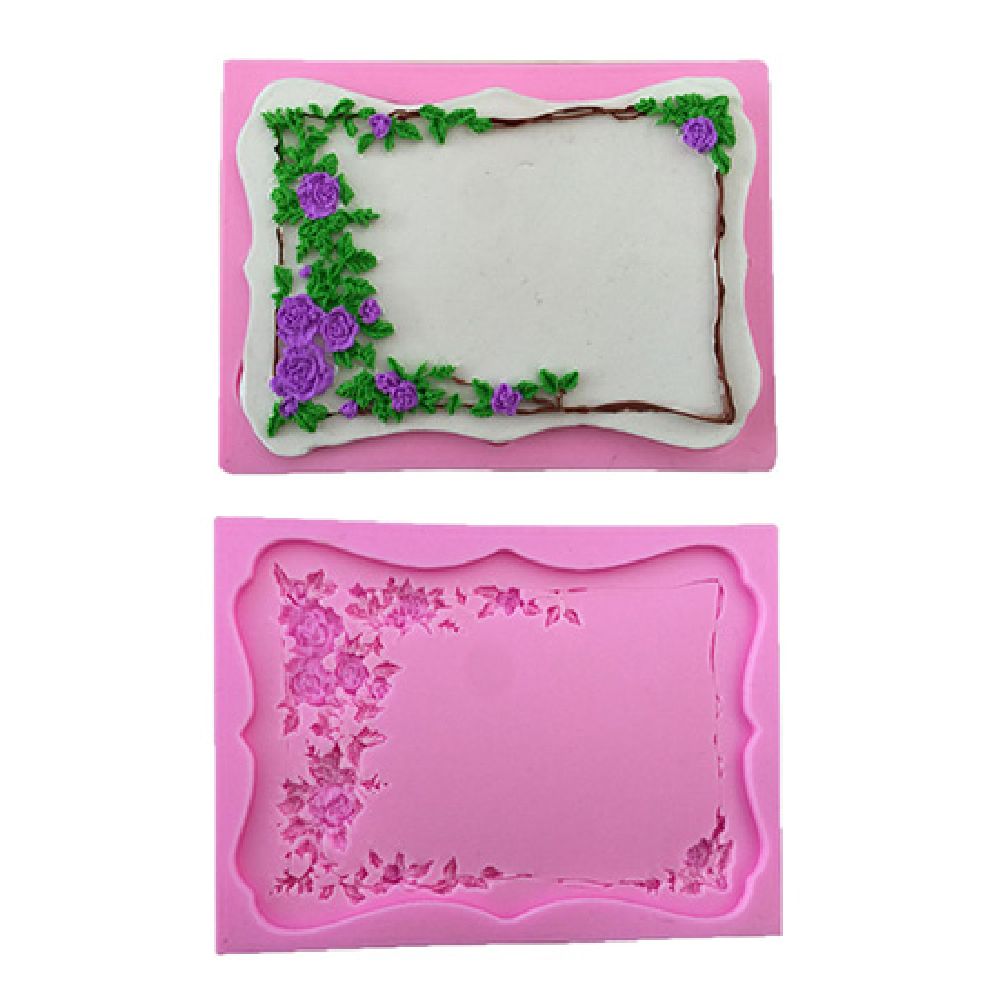 Frame with flowers silicone mold /shape/ 156x107x12 mm