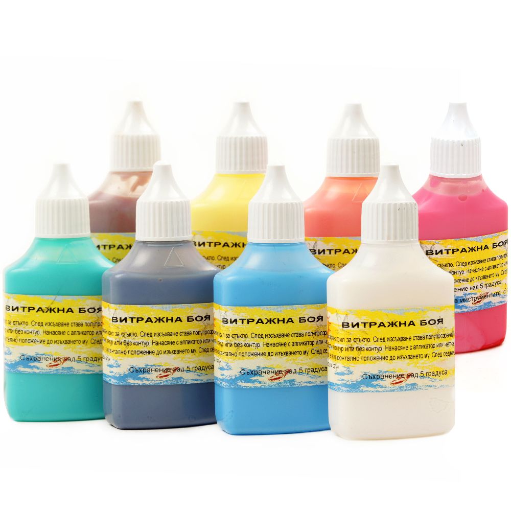 Water based glass stained Paints 50 gr. Mixed colors